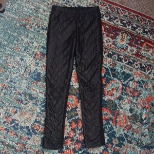 Black leggings with quilted faux leather front